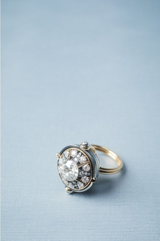 Old Mine Cut Diamond Étoilé Sphere Ring