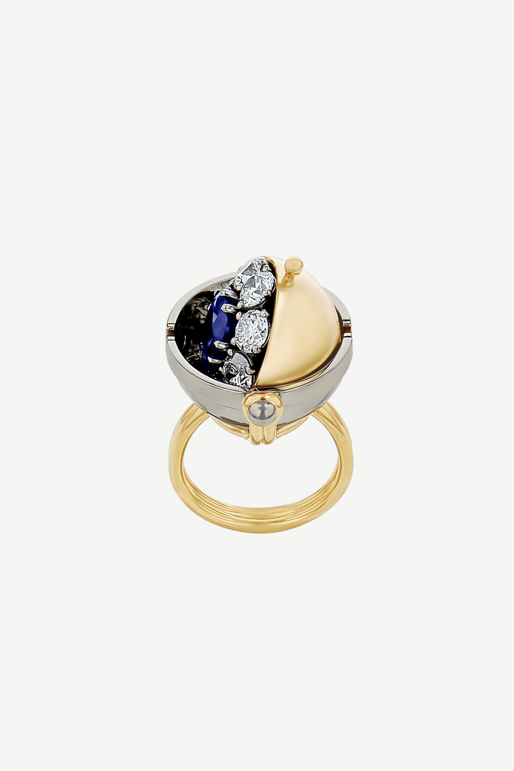 Elie Top Bague Sphère Platine Saphir Sirius