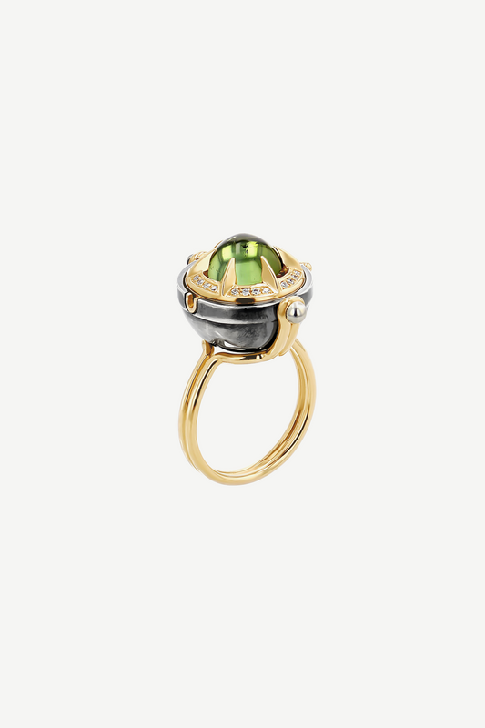 Elie Top Bague Spère Cabochon Tourmaline Verte Sirius