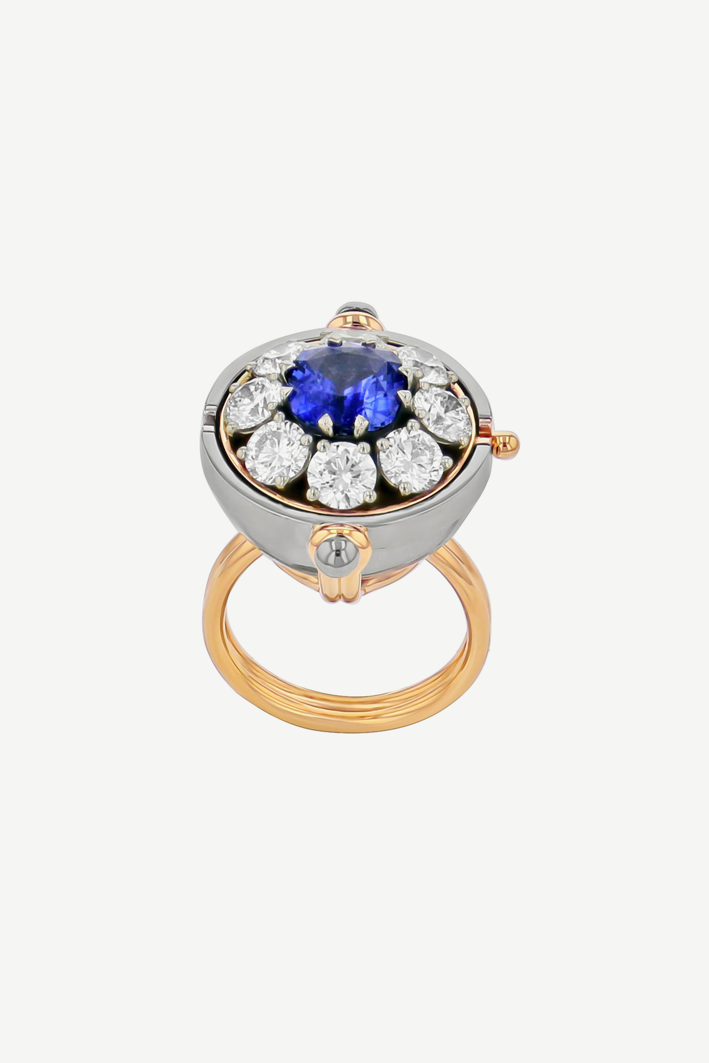 Sapphire Platinum Sphere Ring