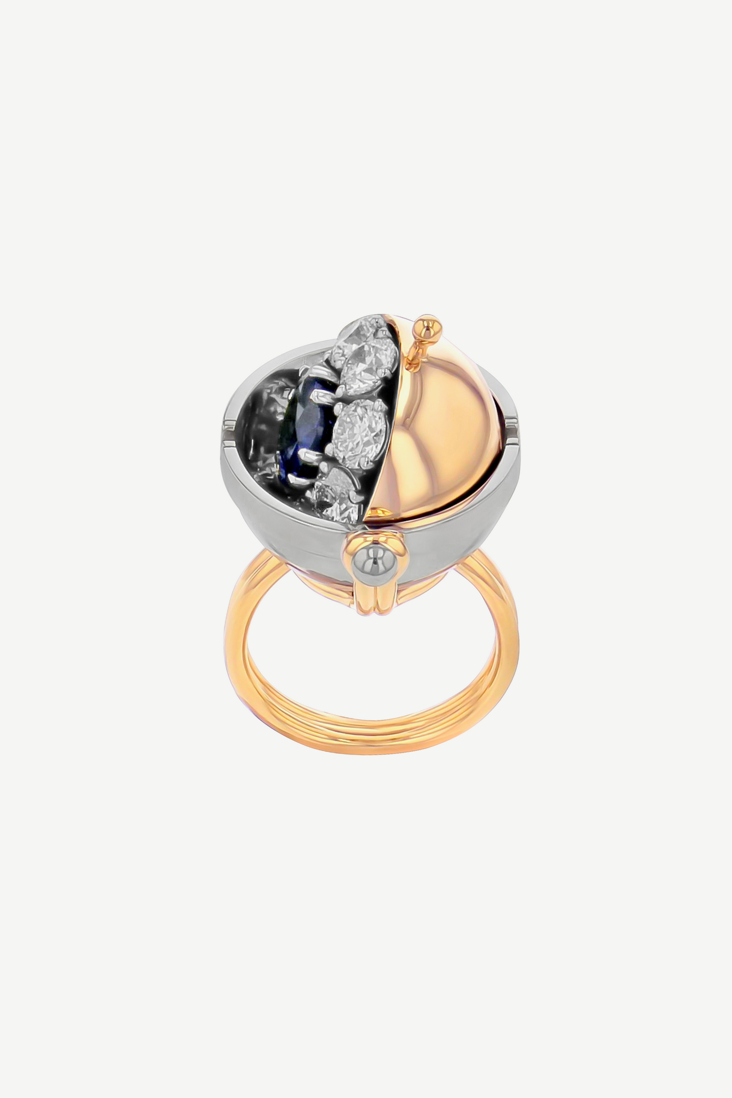 Sapphire Platinum Sphere Ring