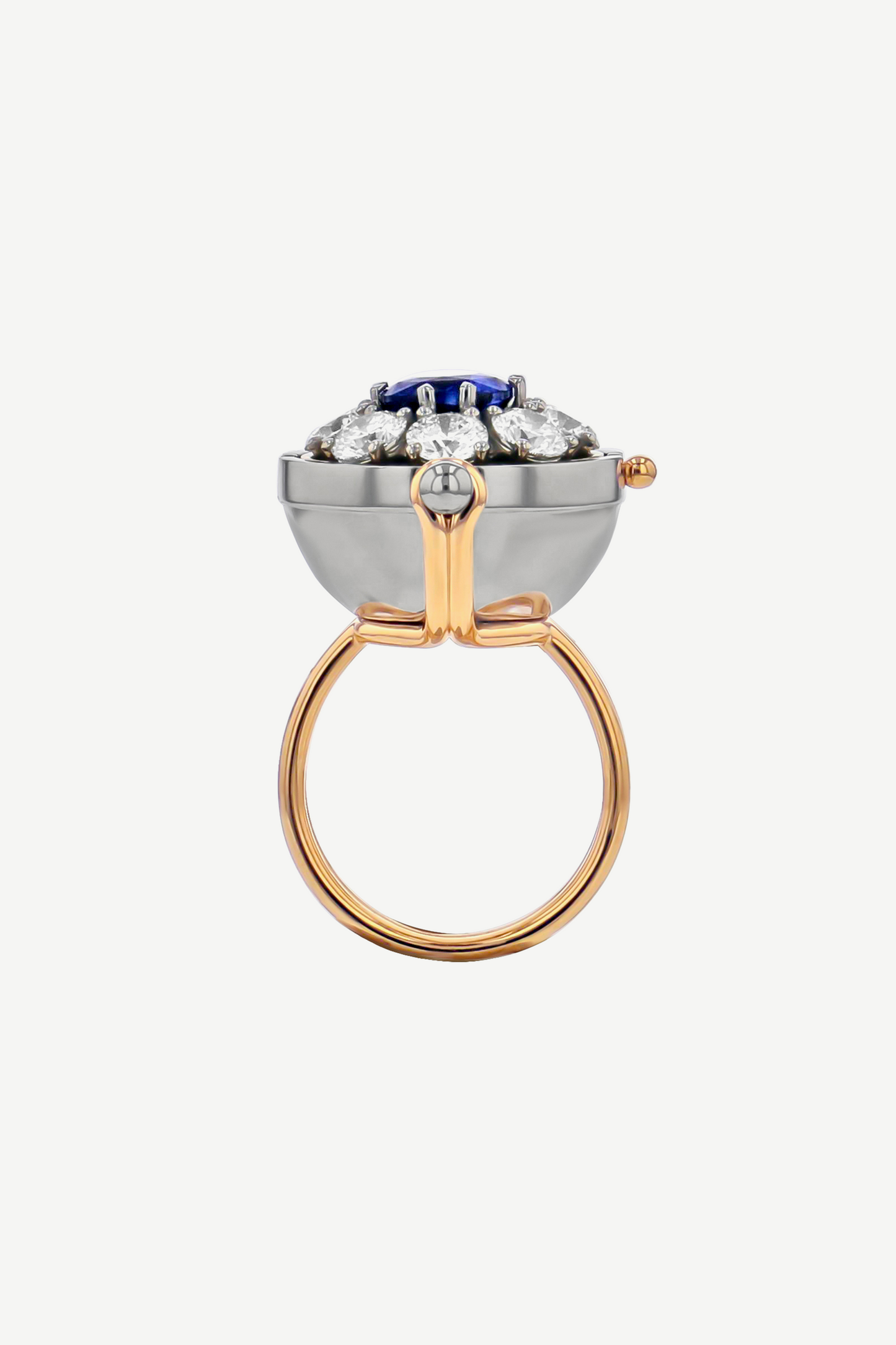 Sapphire Platinum Sphere Ring