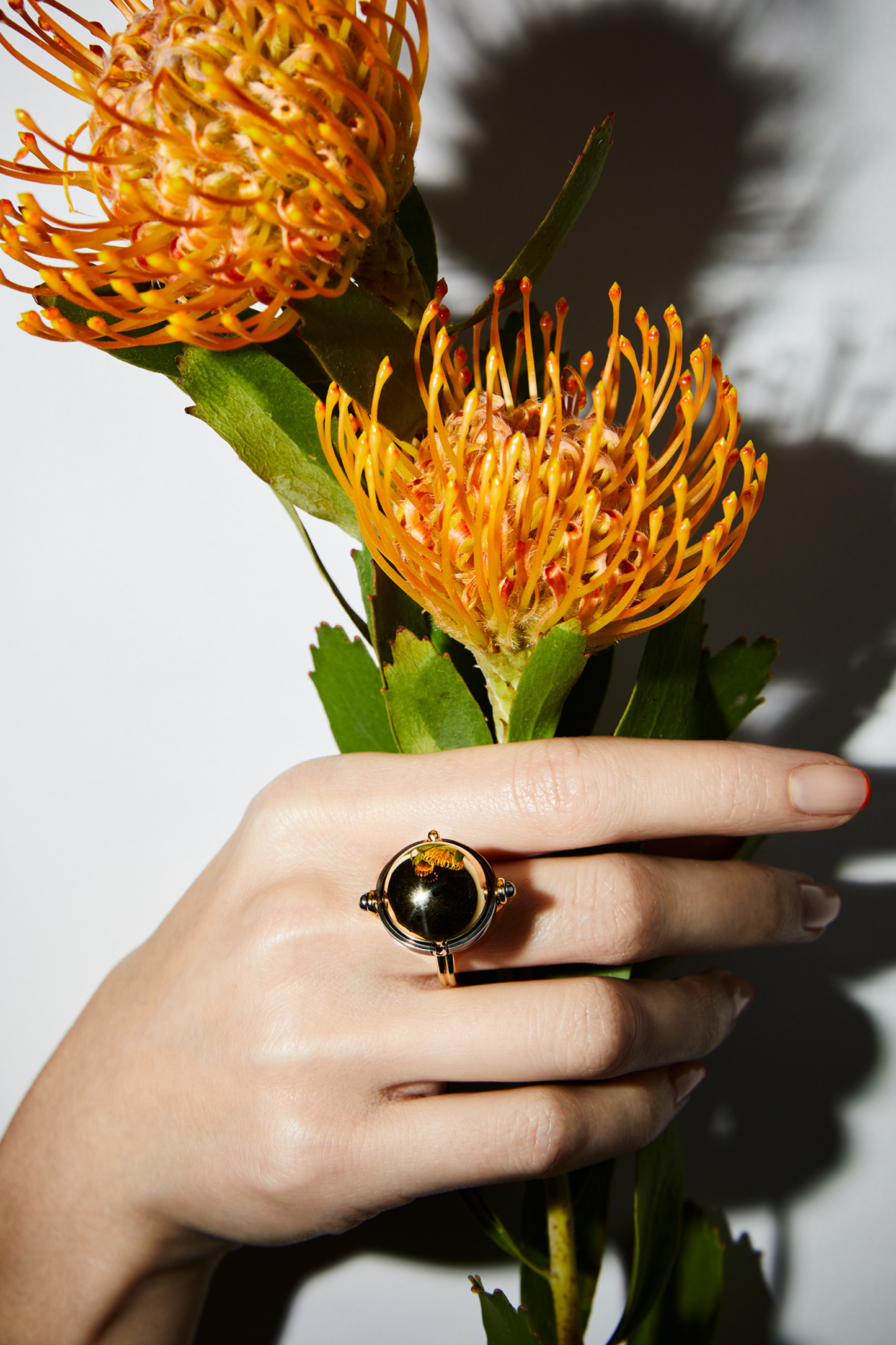 Old Mine Cut Diamond Sphere Ring