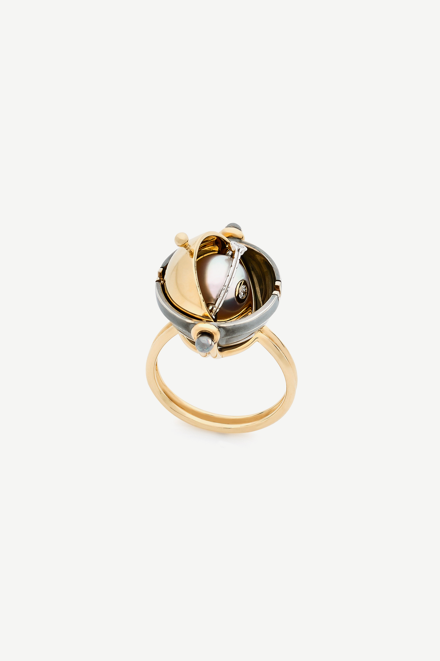 bague sphere pivotante perle akoya