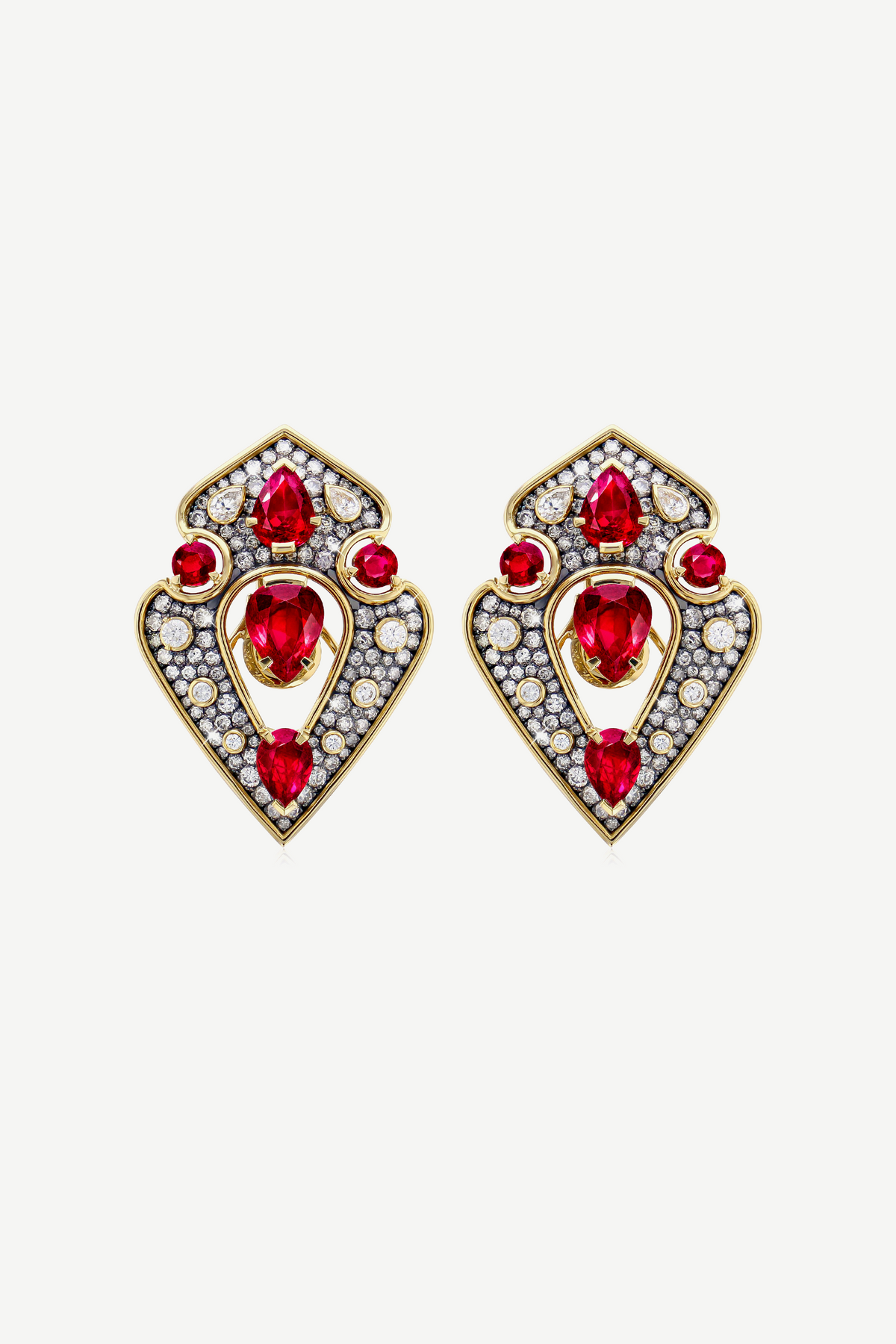 Elie Top Boucles d'Oreilles Cachemire Rubis
