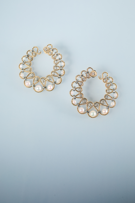 Elie Top Boucles d'Oreilles Twist Créoles Perles