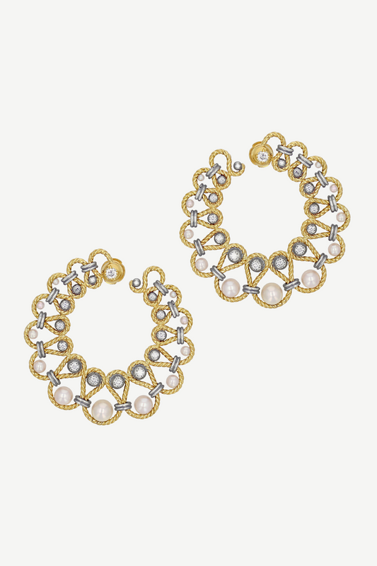Elie Top Boucles d'Oreilles Twist Créoles Perles
