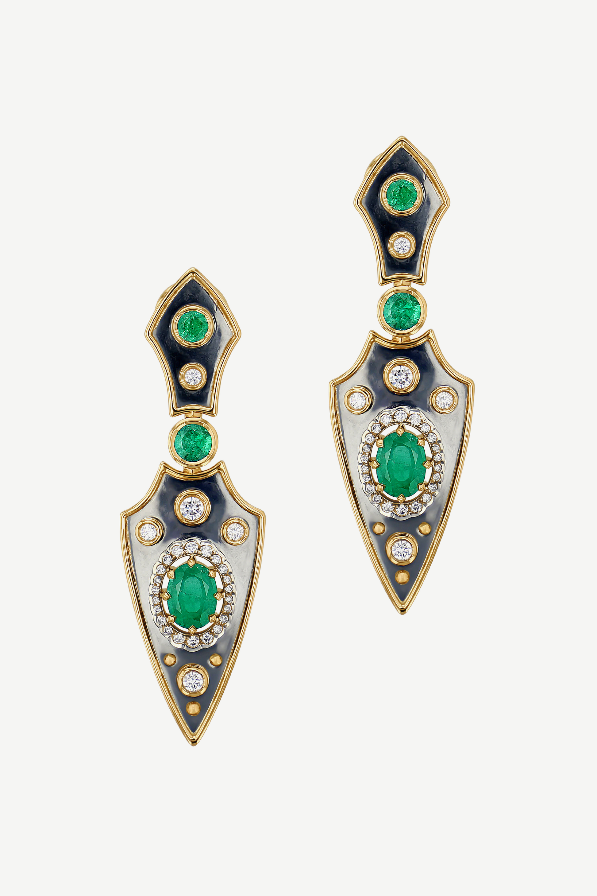 Elie Top Boucles d'Oreille Lance Courte Emeraude