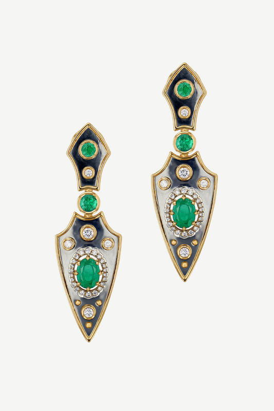 Elie Top Boucles d'Oreille Lance Courte Emeraude