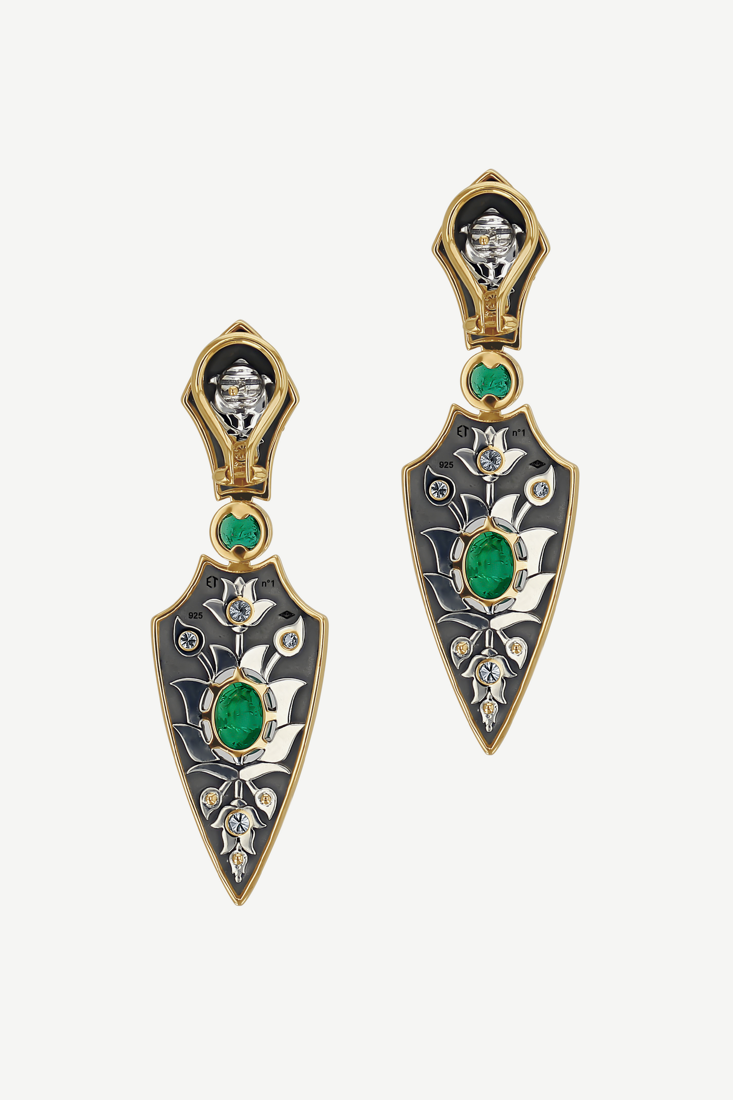 Elie Top Boucles d'Oreille Lance Courte Emeraude