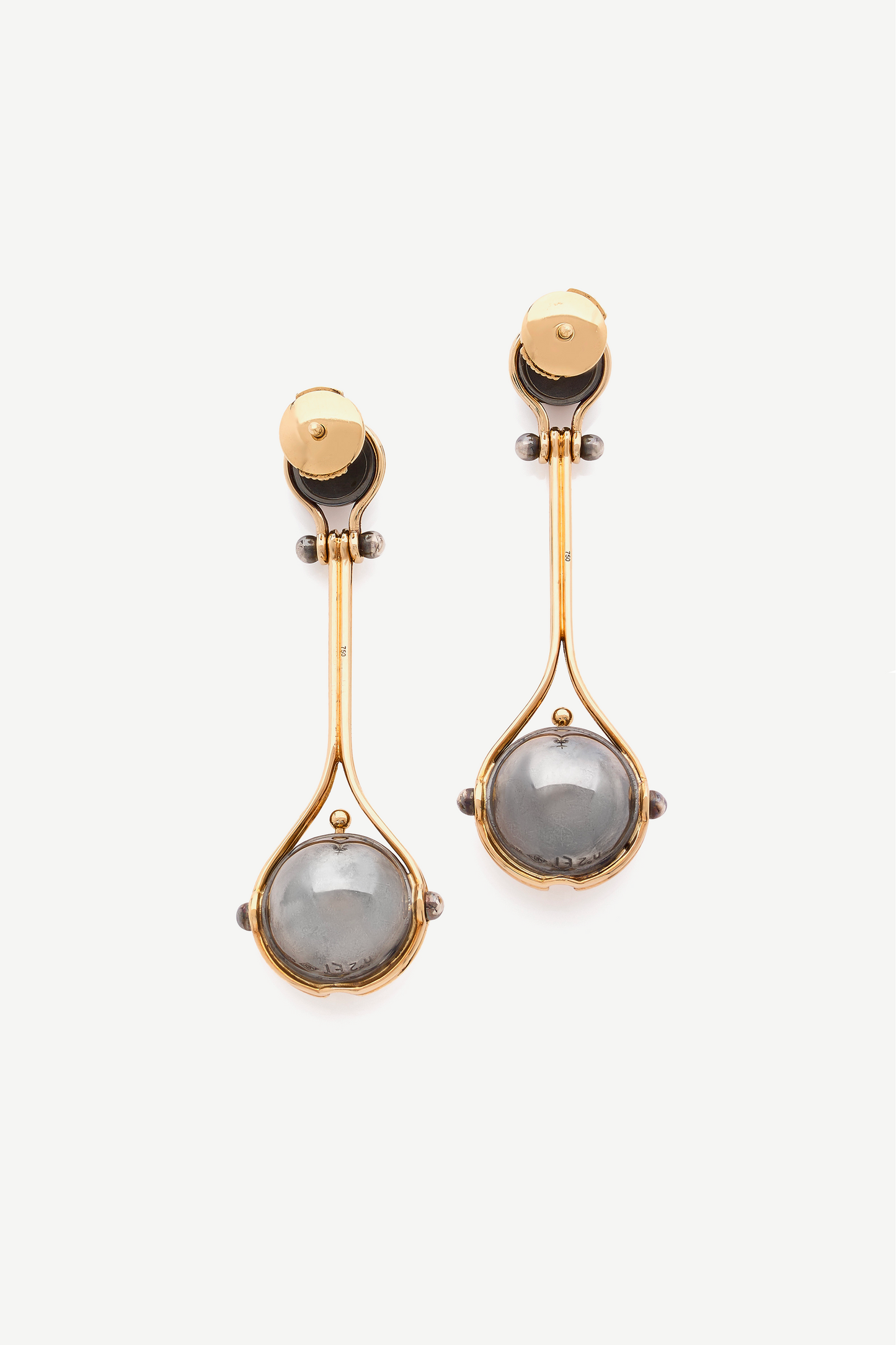 boucles d'oreilles earrings pluton pivotante akoya perles