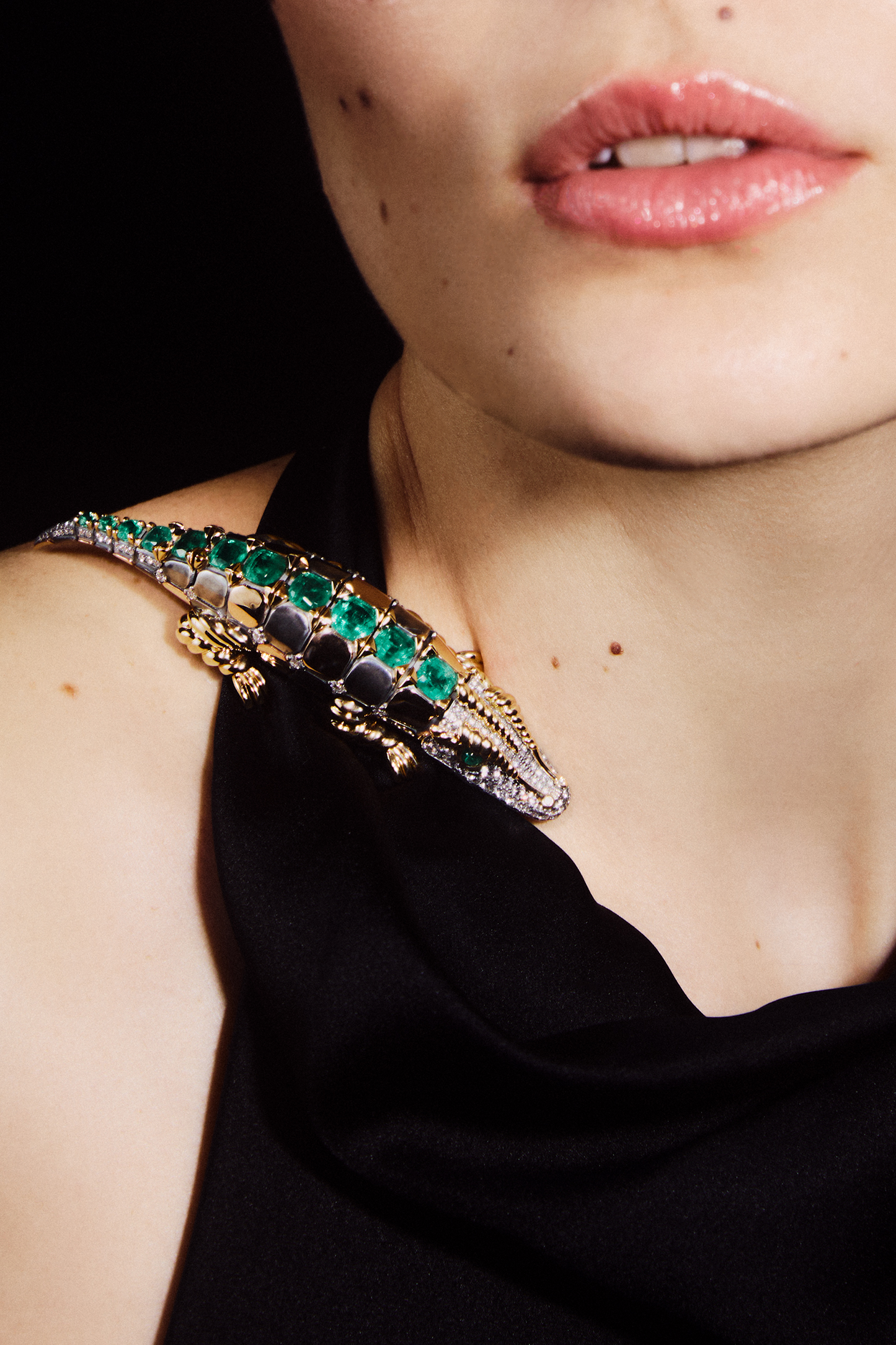 Emerald Crocodile Brooch