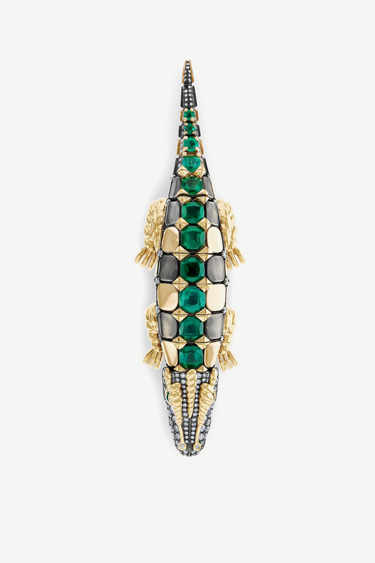 Emerald Crocodile Brooch