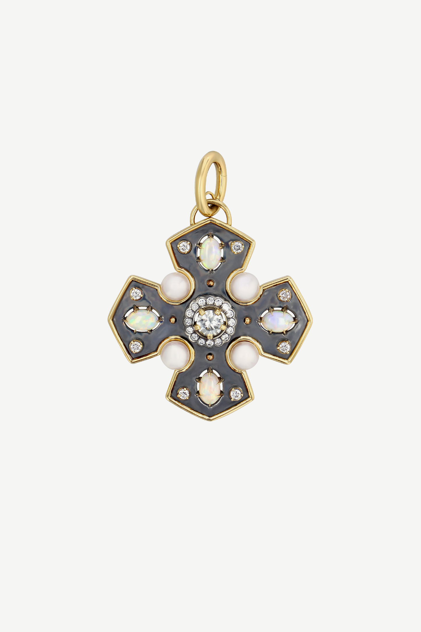 Elie Top Charm Croix La Dame du Lac Opale