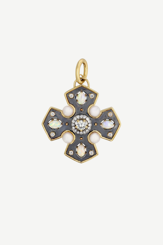 Elie Top Charm Croix La Dame du Lac Opale