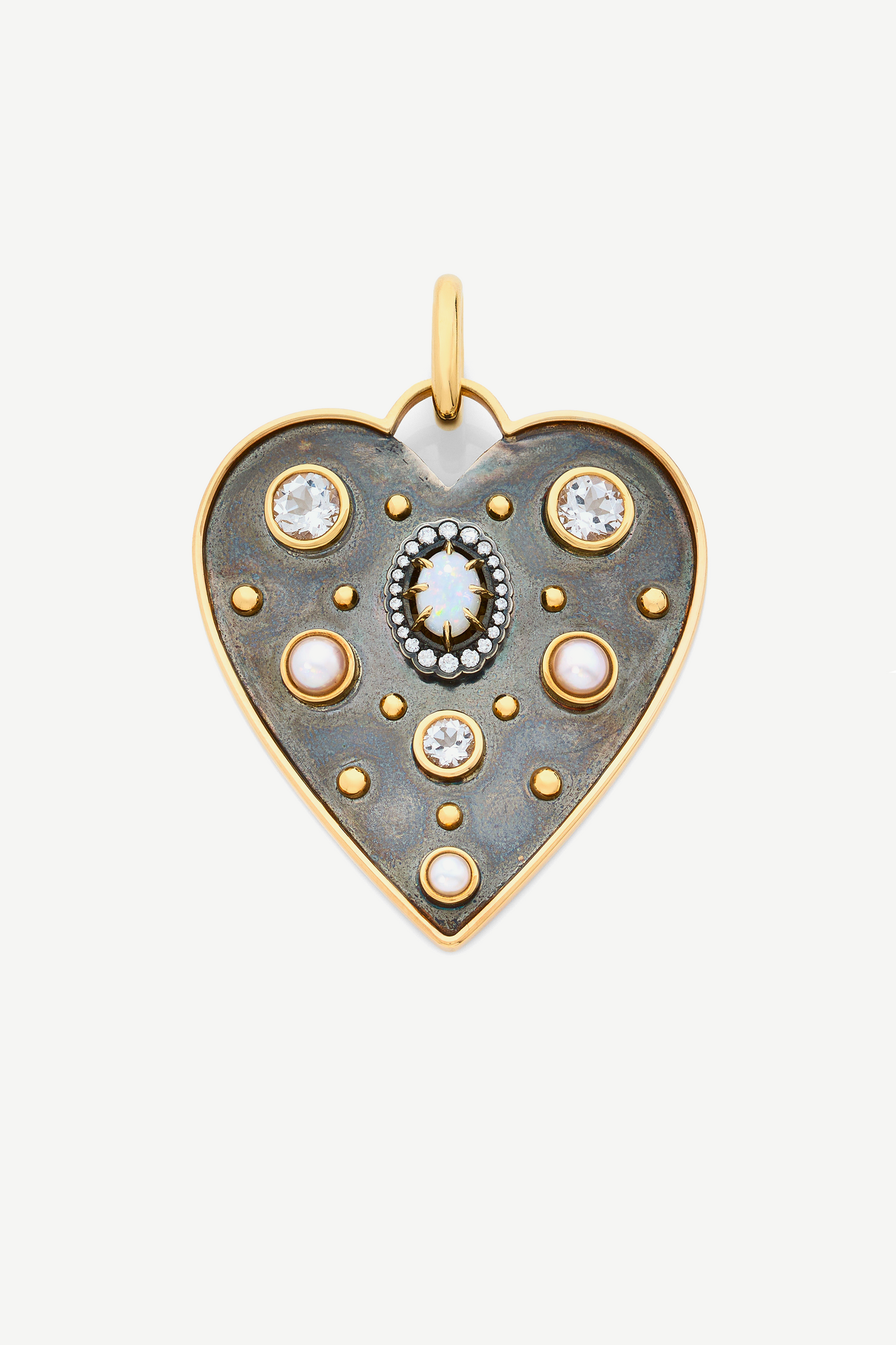 charm coeur opale diamant