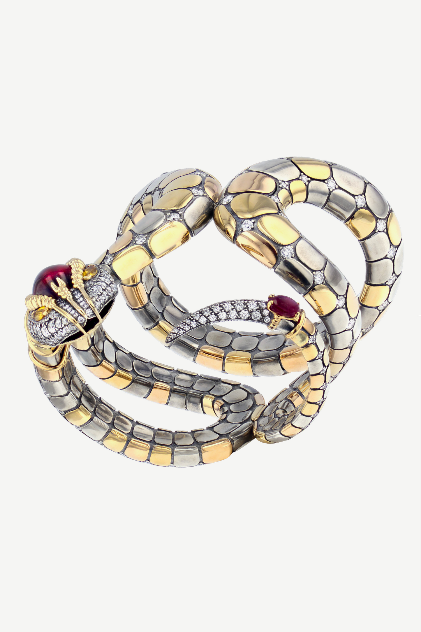 Diamond Rubellite Serpent Cuff