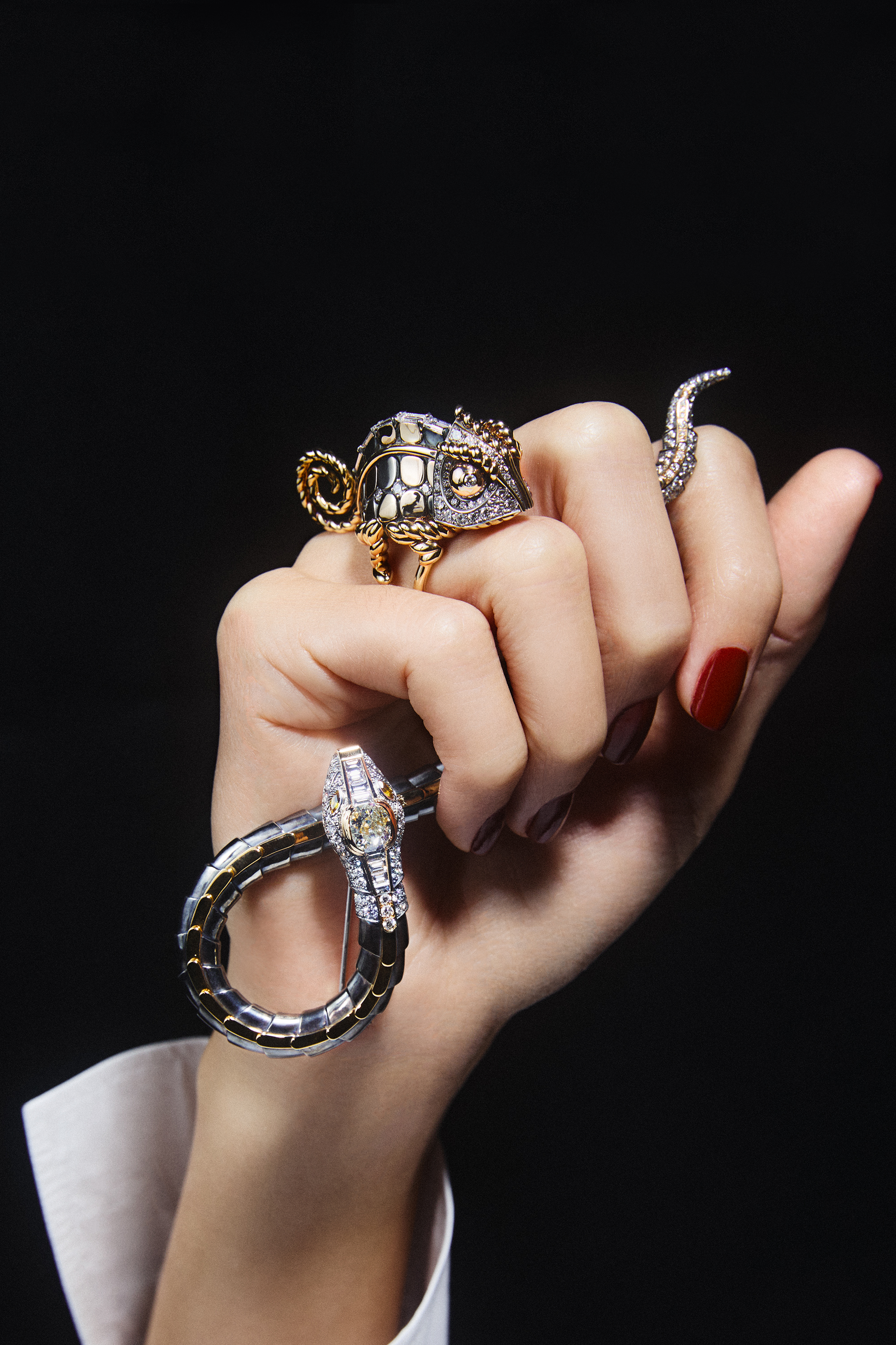 Broche Serpent Diamant Portée Elie Top