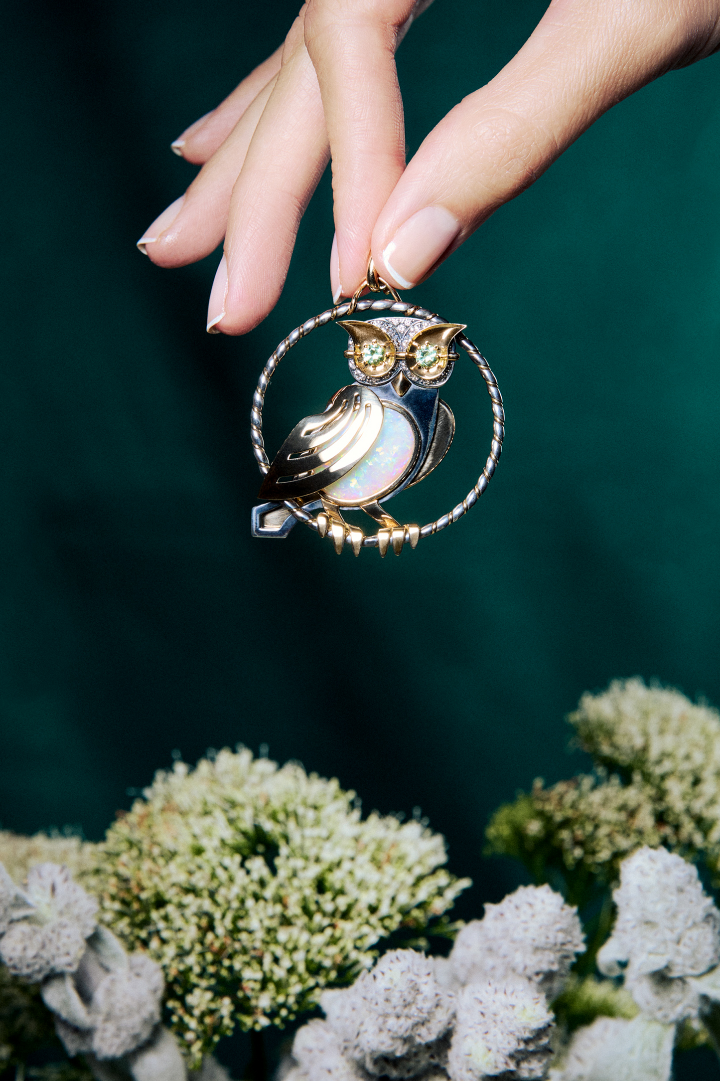 Pendentif Chouette Opale