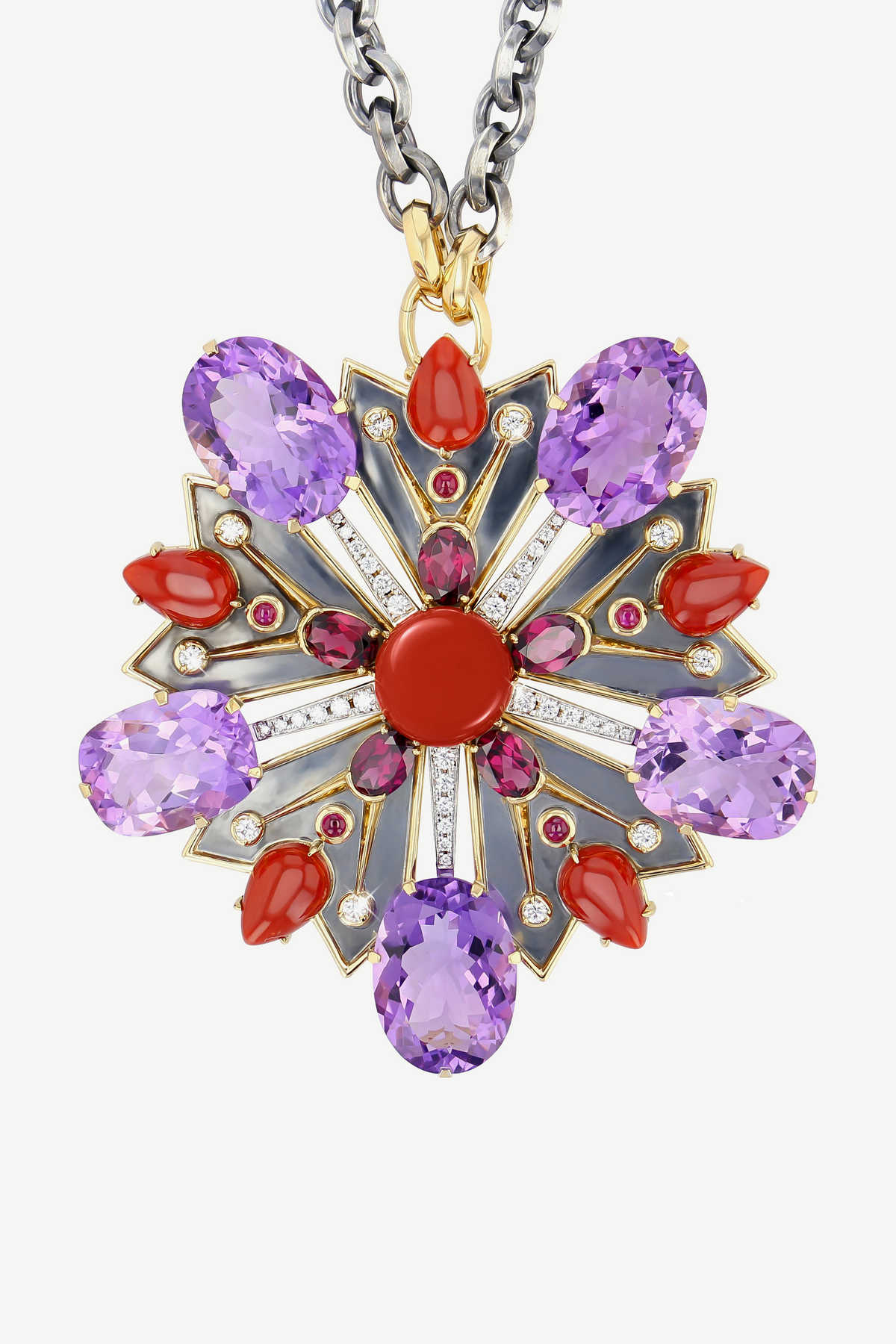 Elie Top Pendentif Croix Pentacle Avalon Corail 