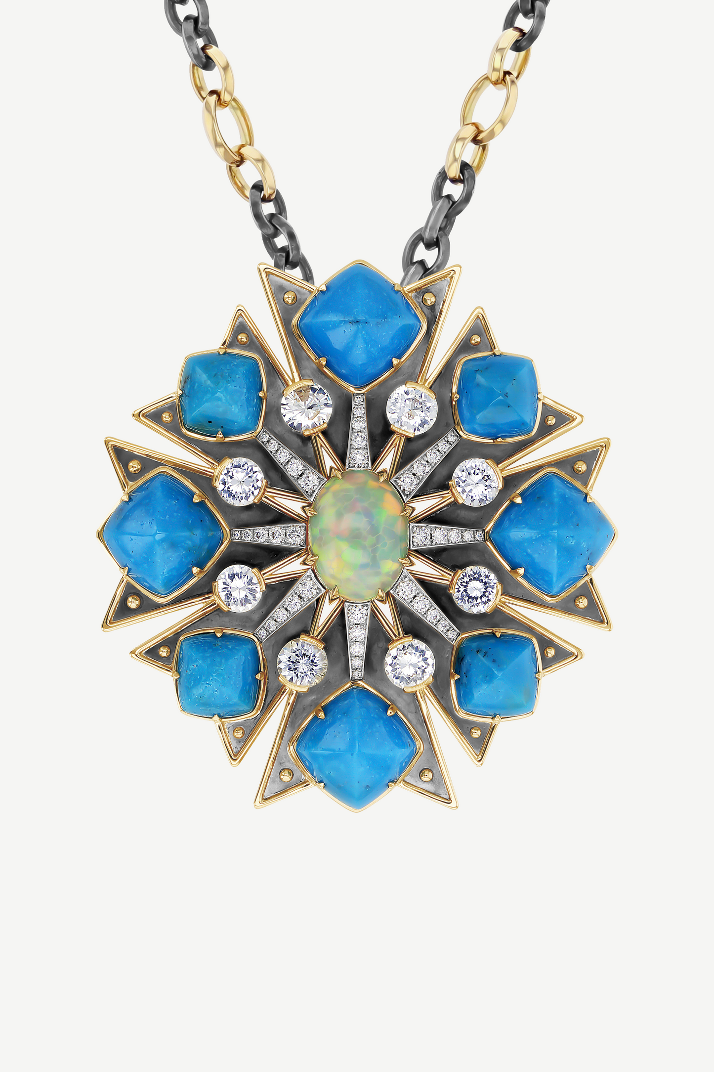 Pendentif Croix de Malte Turquoises