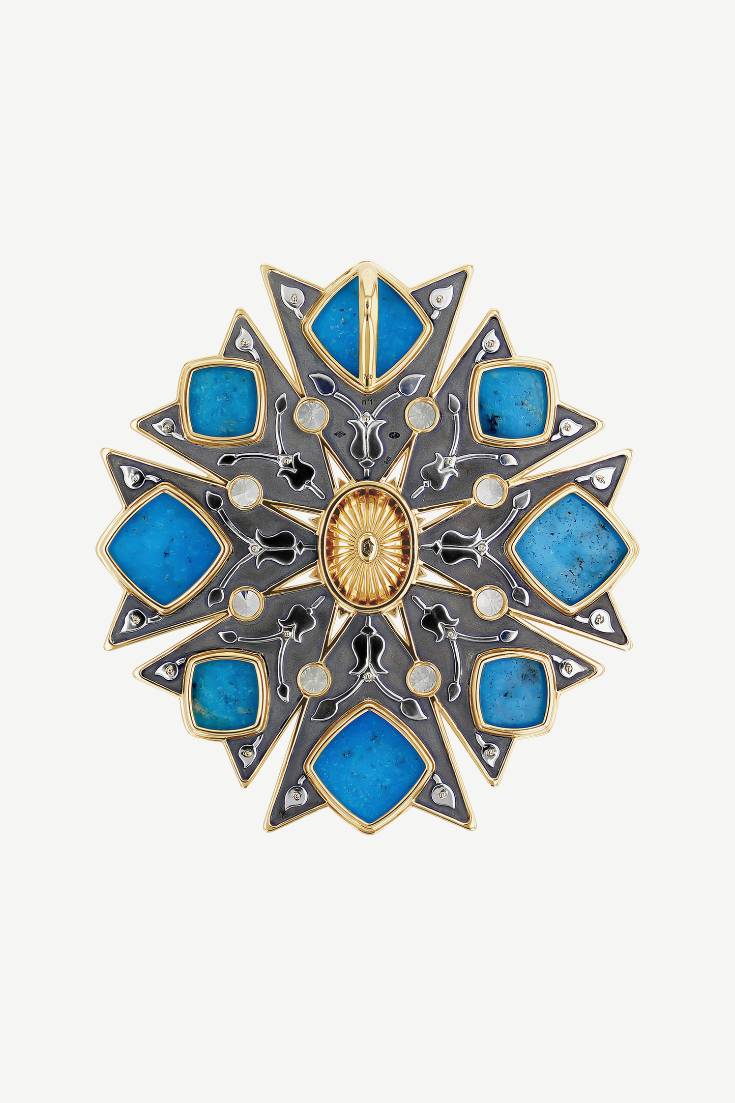 Pendentif Croix de Malte Turquoises