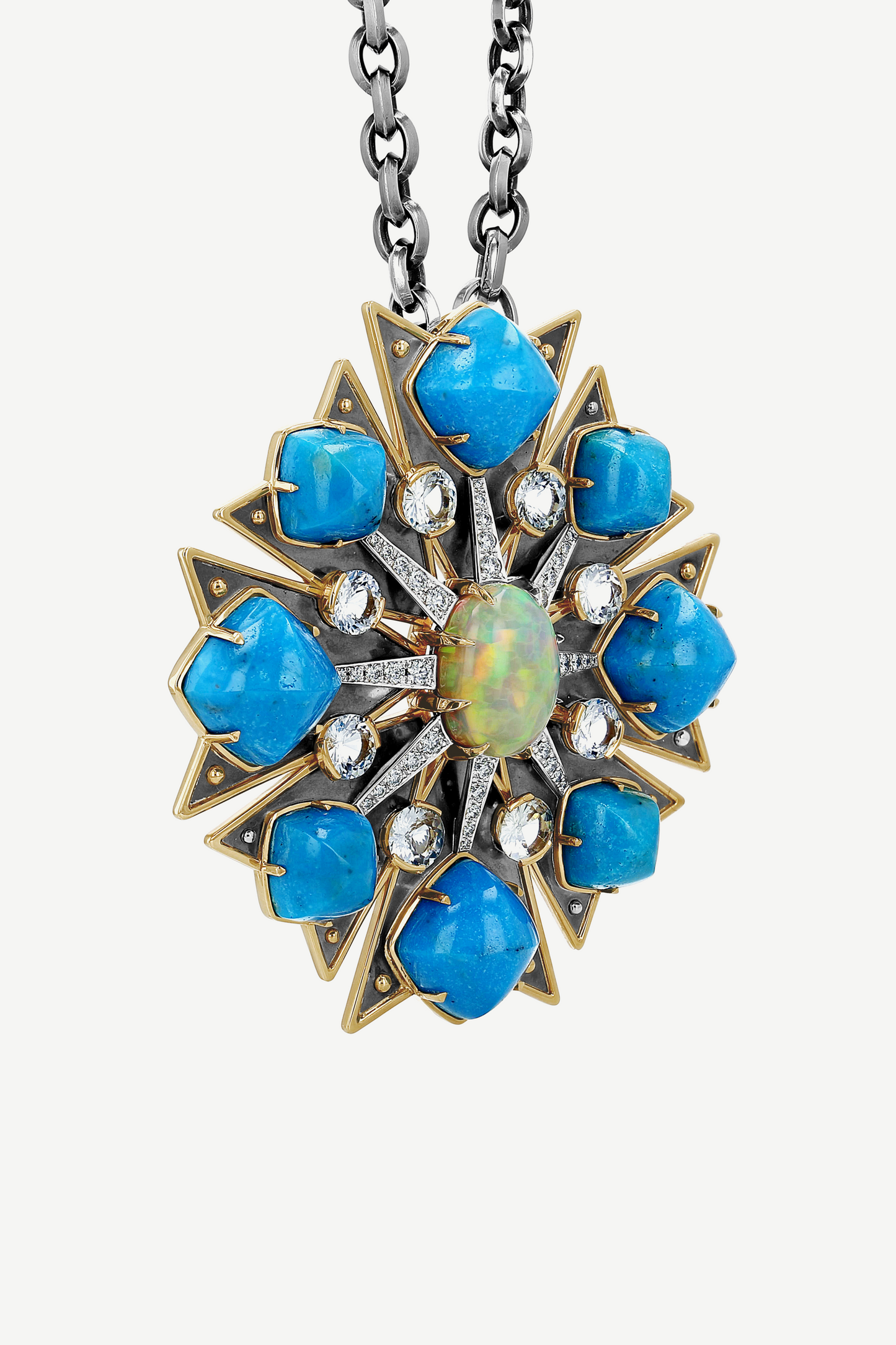 Pendentif Croix de Malte Turquoises