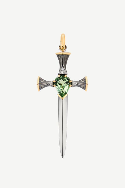pendentif épée tourmaline diamants