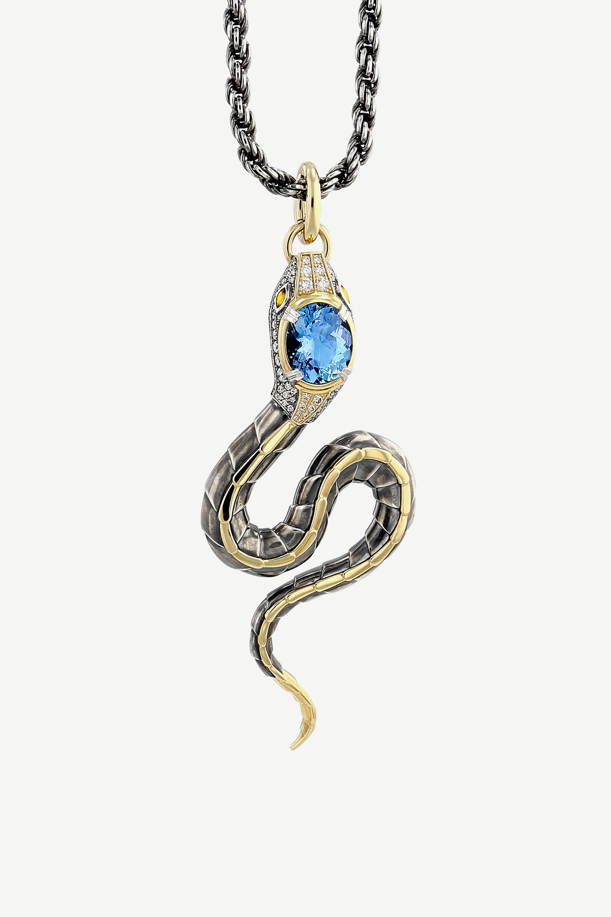 Elie Top Pendentif Serpent Aigue Marine Magica Naturae