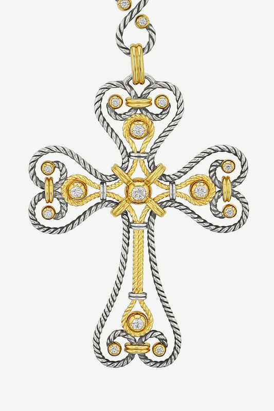 Elie Top Pendentif Twist Croix Diamant