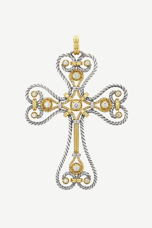 Elie Top Pendentif Twist Croix Diamant