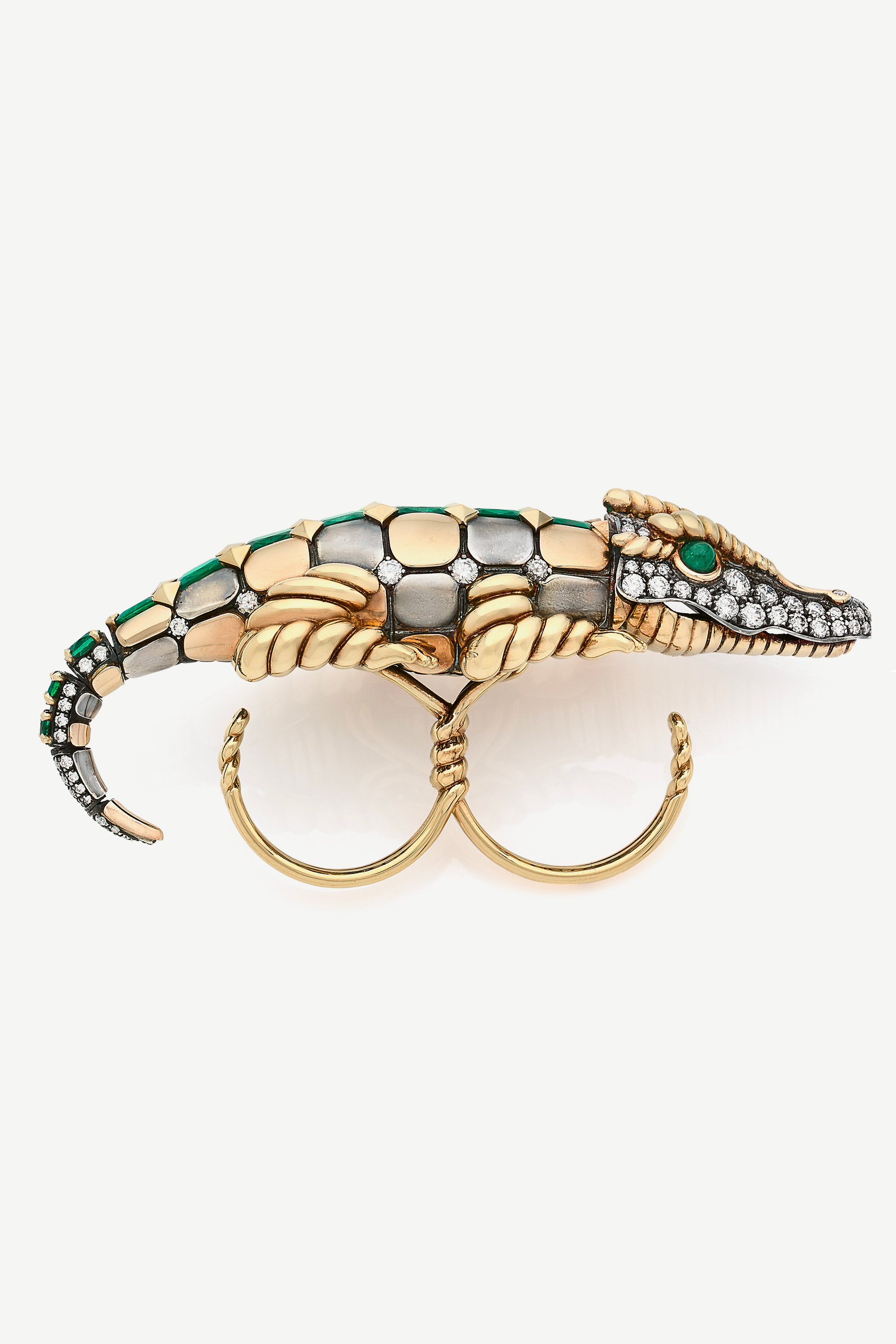 bague magica naturae diamant emeraude crocodile