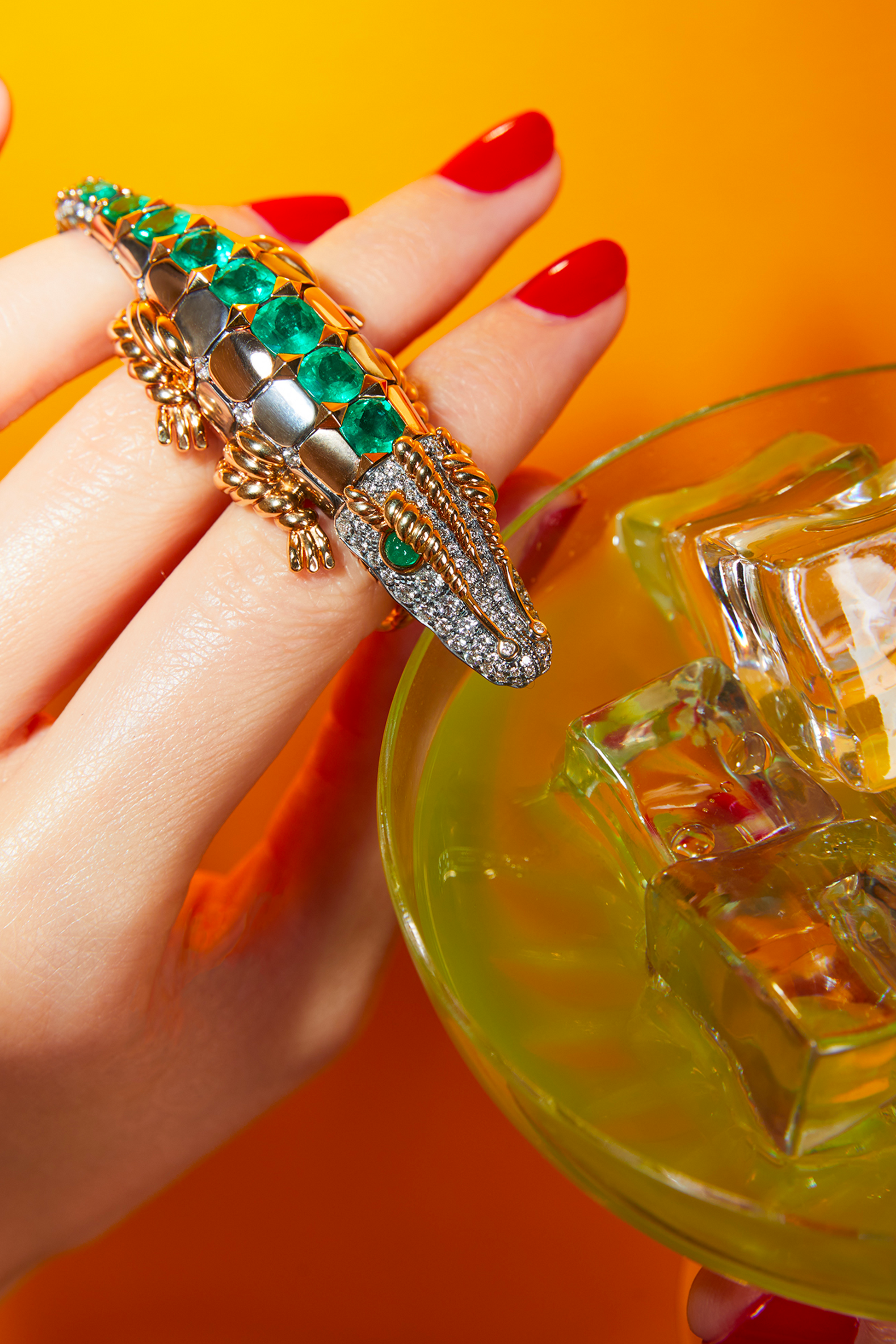 bague double doigts elie top crocodile