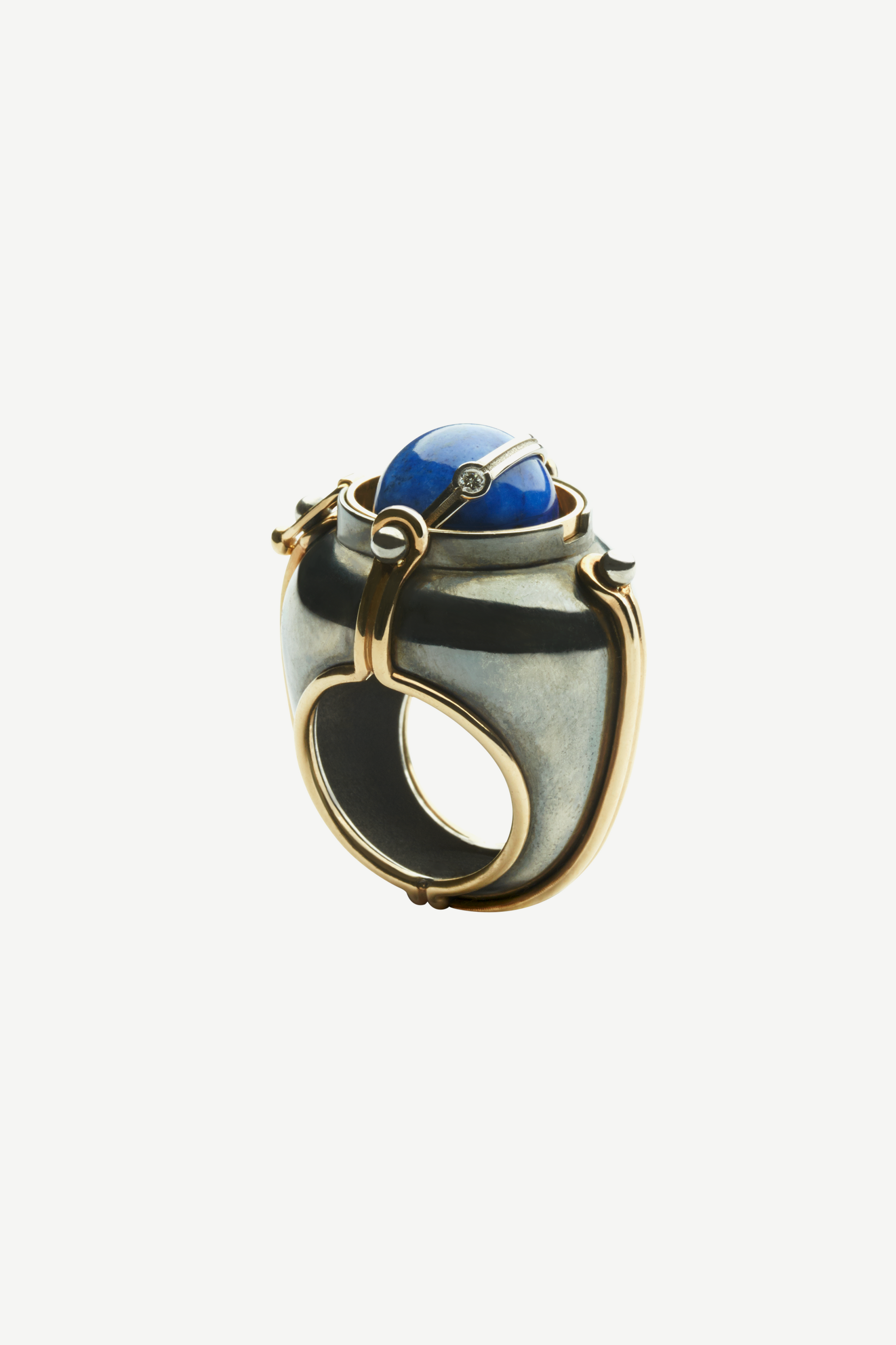 bague scaphandre reversible sphere lapis diamant