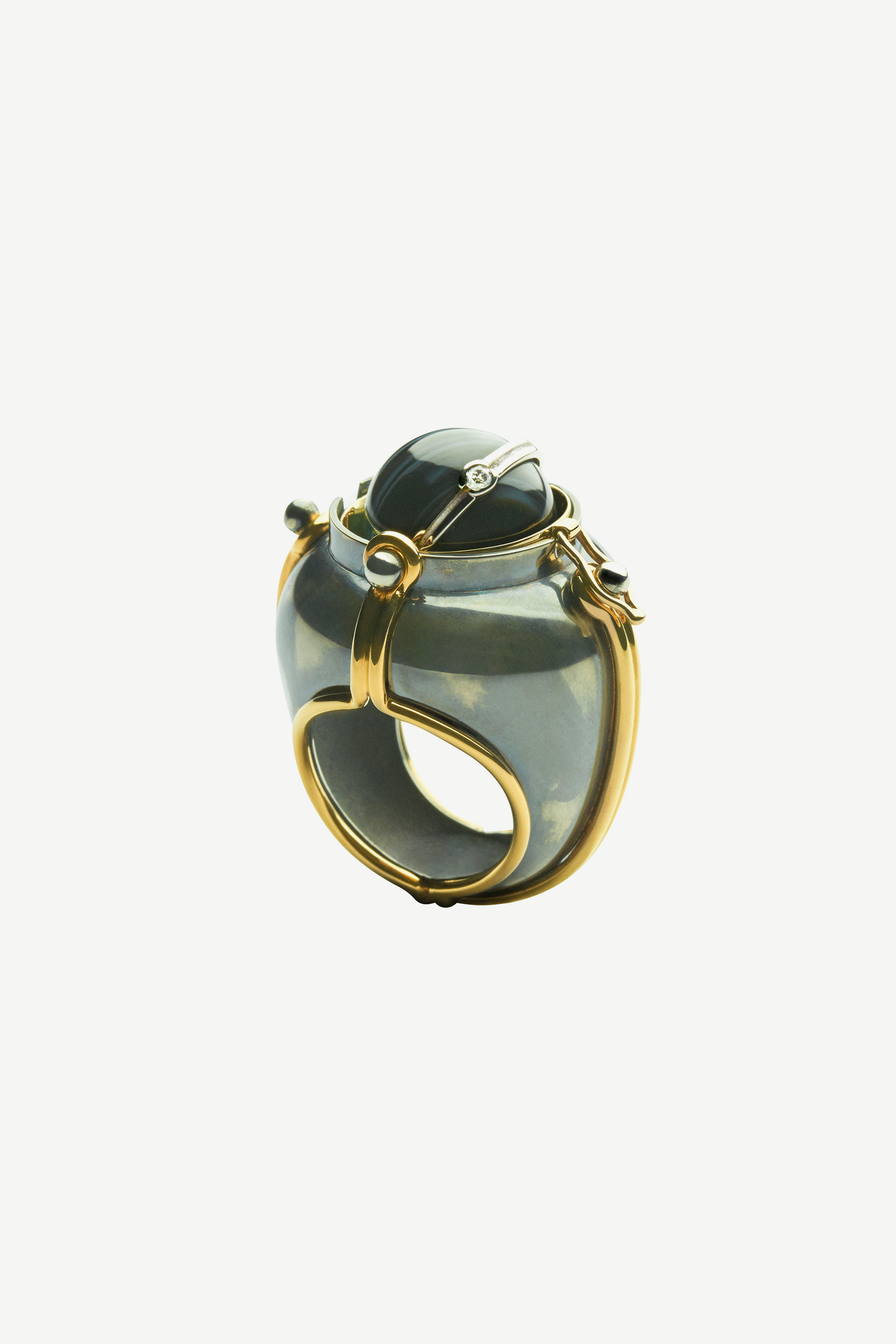 bague scaphandre onyx diamant reversible