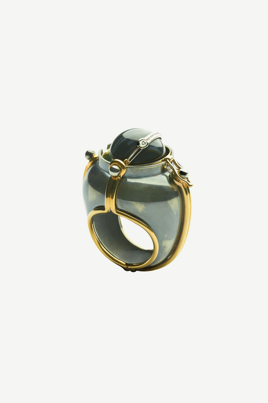 bague scaphandre onyx diamant reversible