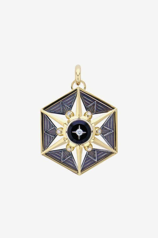 charm etoile mysterieuse onyx diamant pivotant