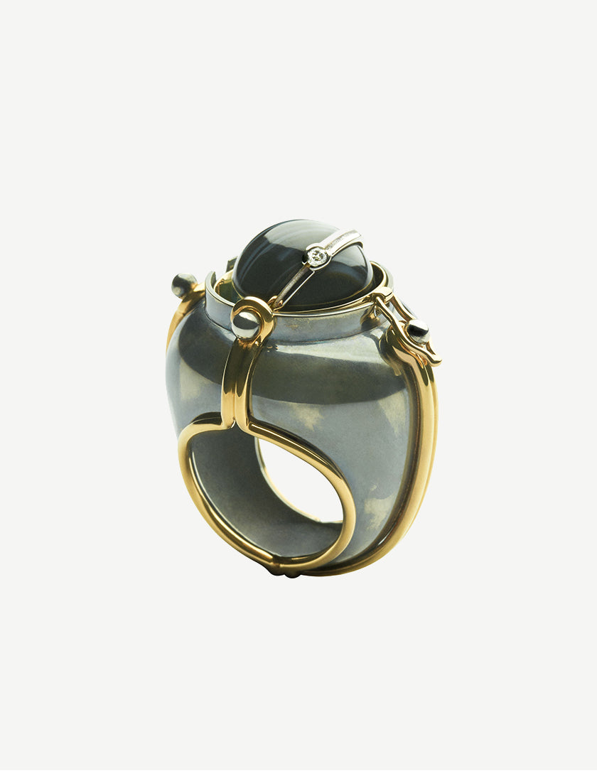 Bague Scaphandre Onyx Ouverte Elie Top